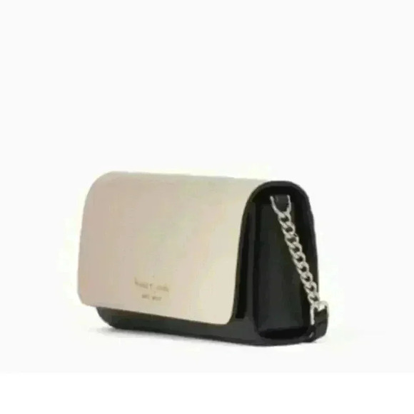 NEW  Spade Staci Colorblock Small Flap Crossbody Beige & Black - Picture 1 of 6